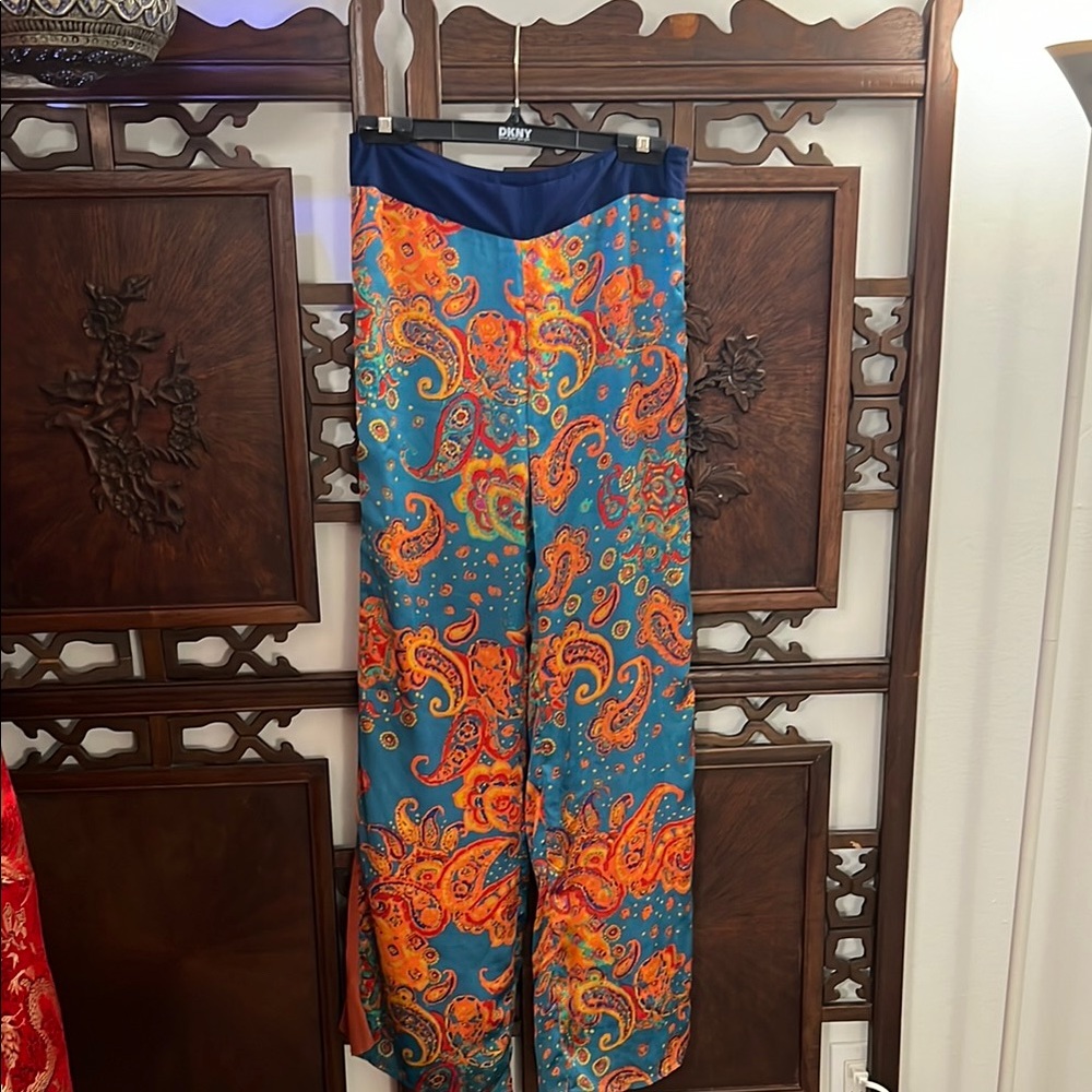 Flying Tomato Vintage Silk like Pants with Colorful Trim